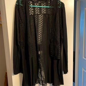 Black open front cardigan
